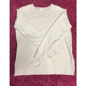 Pale Pink Side Zip Pullover Sweatshirt